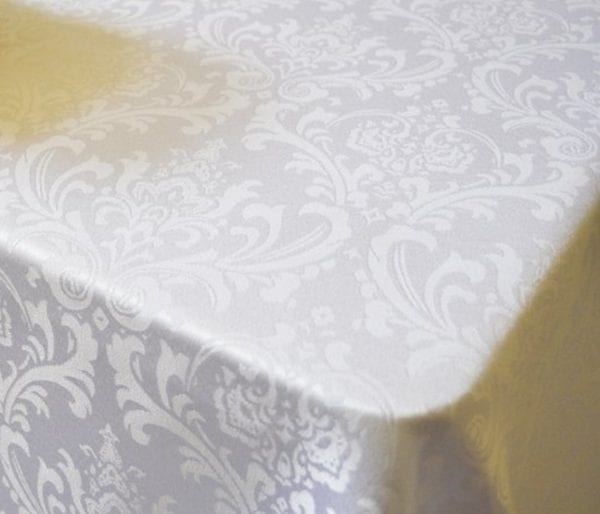 White Damask Rectangle Banquet